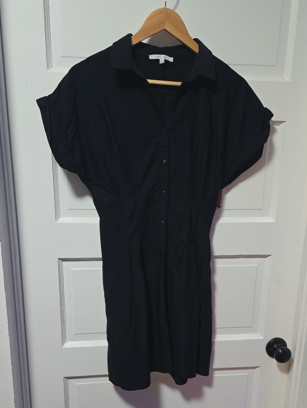 Love Tree Black Collared Mini Shirt Dress